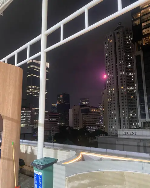 City skyline at night from the club